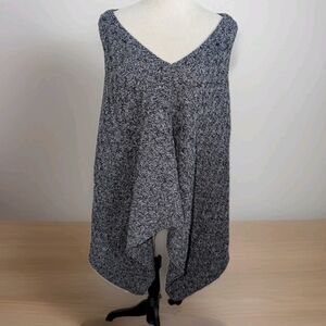 Blarney Wollen Mills Ireland Poncho Sweater Pullover Black Gray